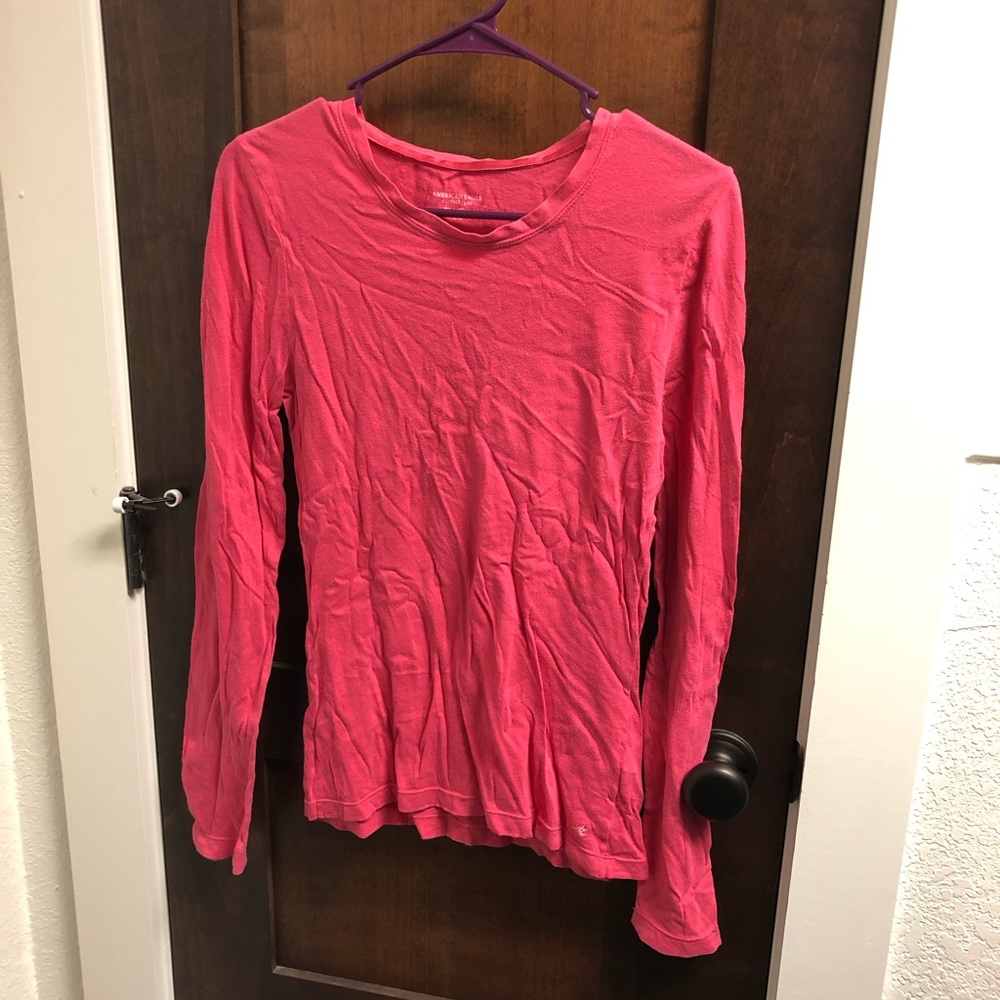 American Eagle Pink Long Sleeve Shirt